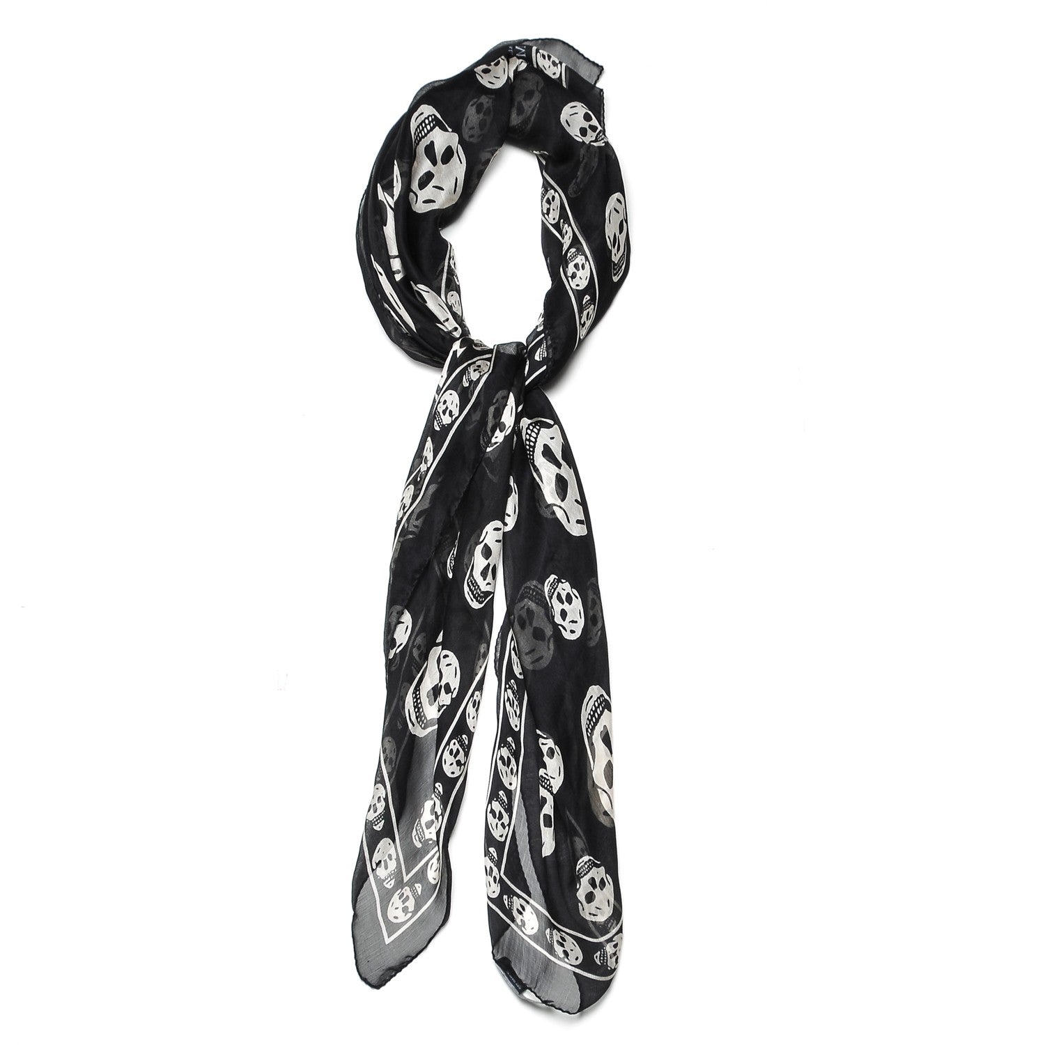 Alexander McQueen Silk Chiffon Skull Scarf Black Ivory 4 of 6