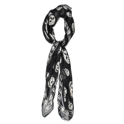 Alexander McQueen Silk Chiffon Skull Scarf Black Ivory 4 of 6
