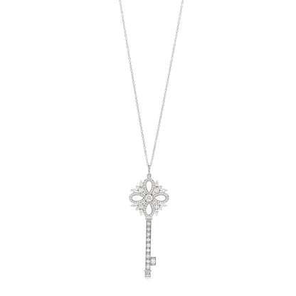 Tiffany Platinum Diamond Victoria Key Pendant Necklace 1 of 5