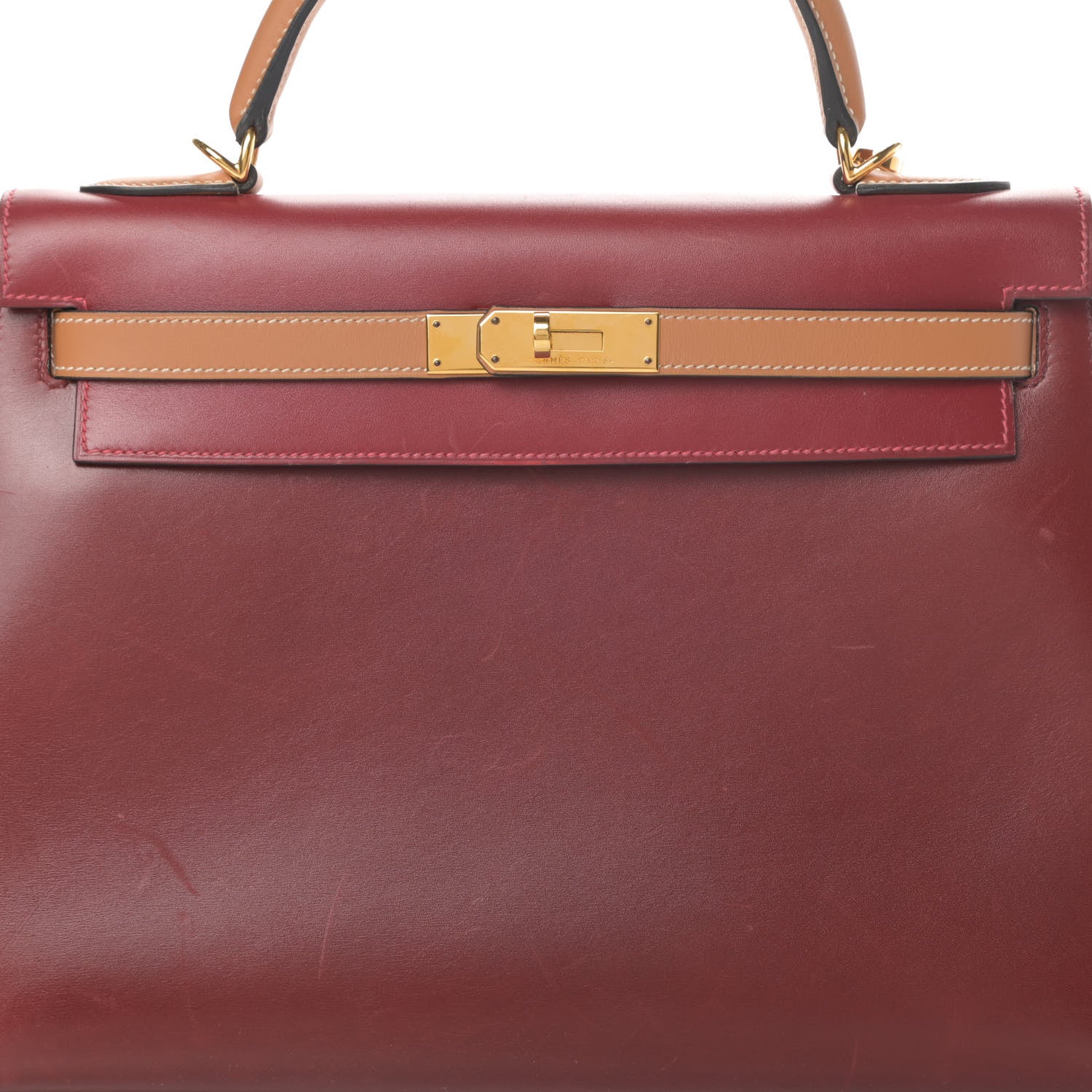 Hermes Box Chamonix Kelly Bi-Color Sellier 32 Rouge H Gold 9 of 20