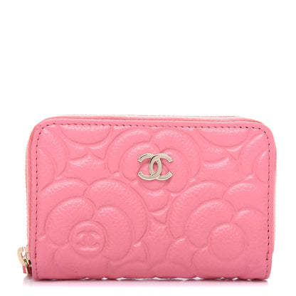 Chanel Caviar Camellia Embossed Zip Coin Purse Light Pink 1 of 8