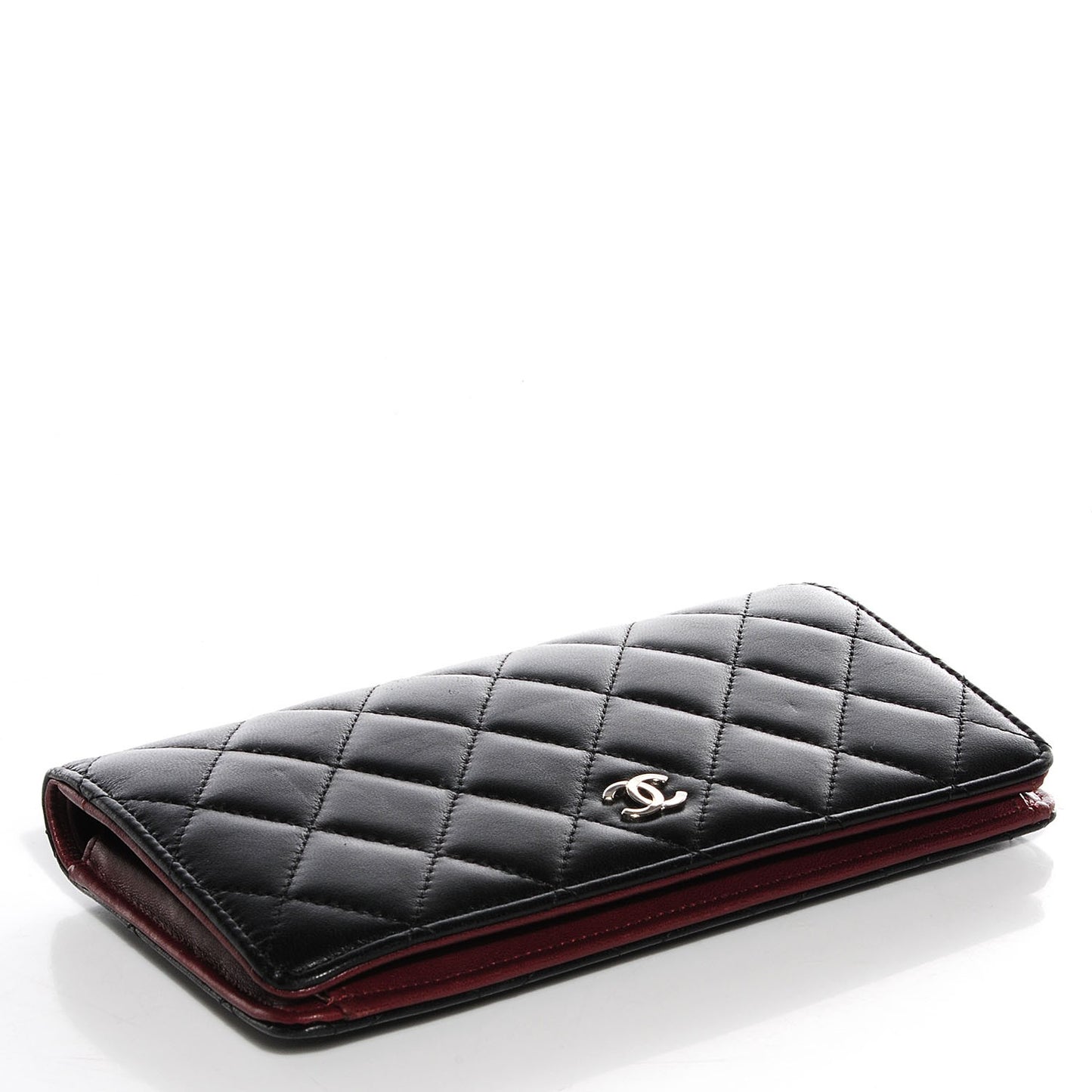 Lambskin Quilted Yen Wallet Black
