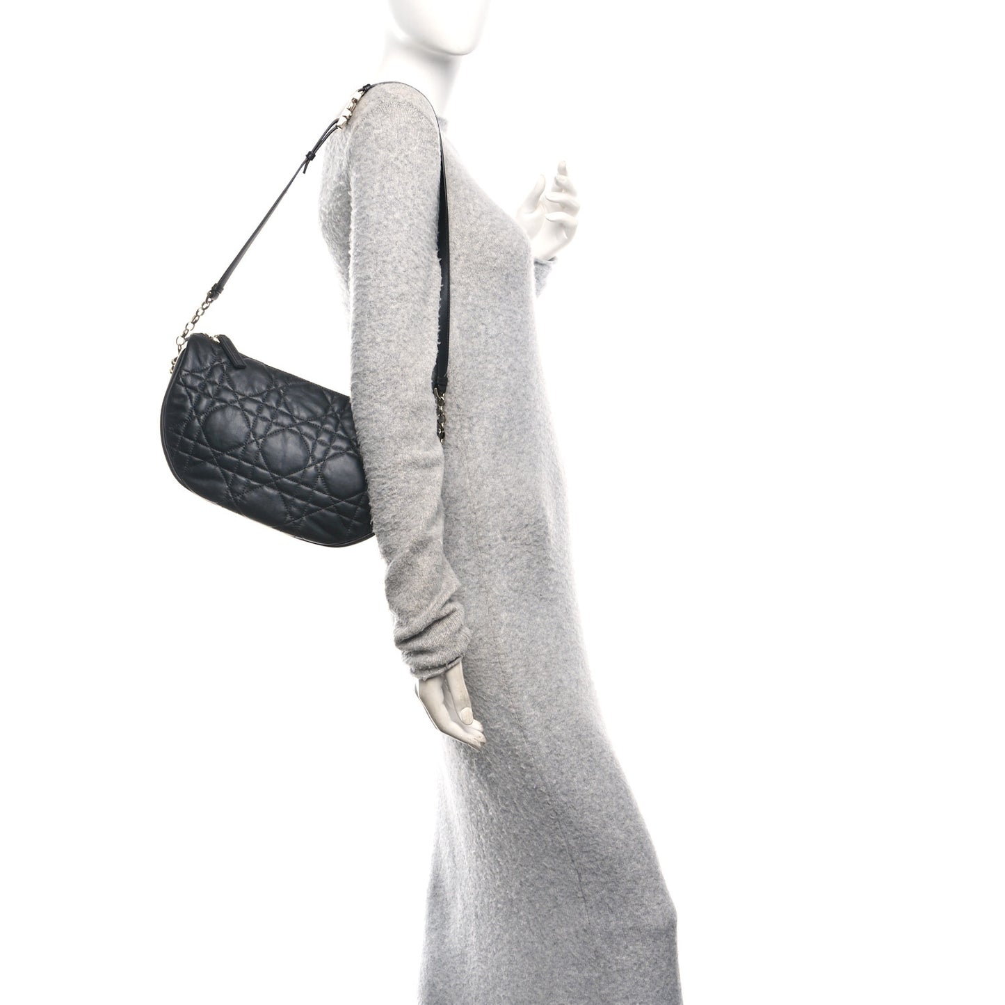 Lambskin Cannage Medium Dior Vibe Hobo Bag Black