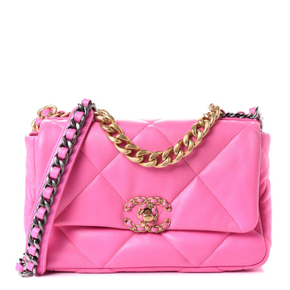 Chanel Lambskin Quilted Medium Chanel 19 Flap Neon Pink 1 of 4
