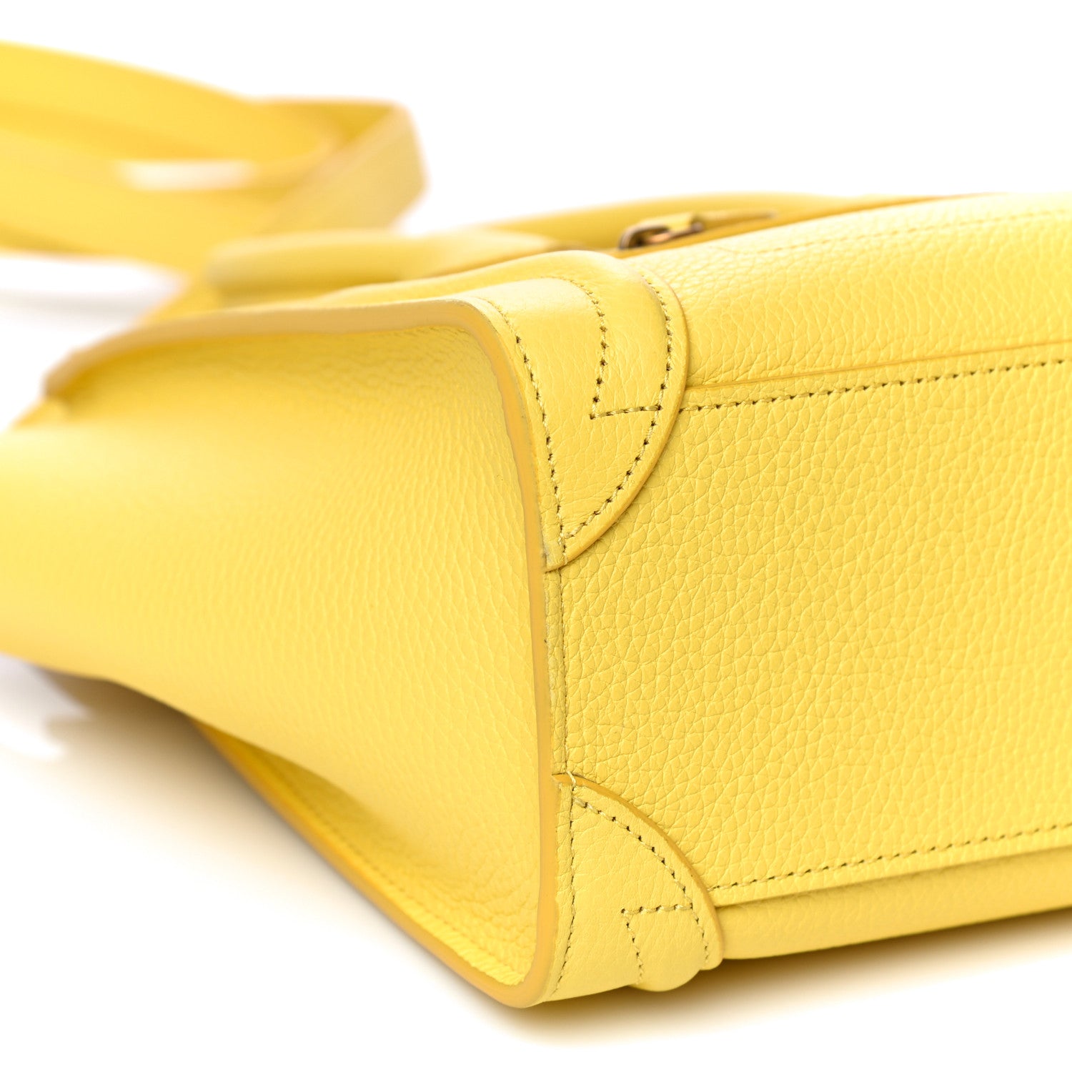 Celine Drummed Calfskin Nano Luggage Citron 9 of 12