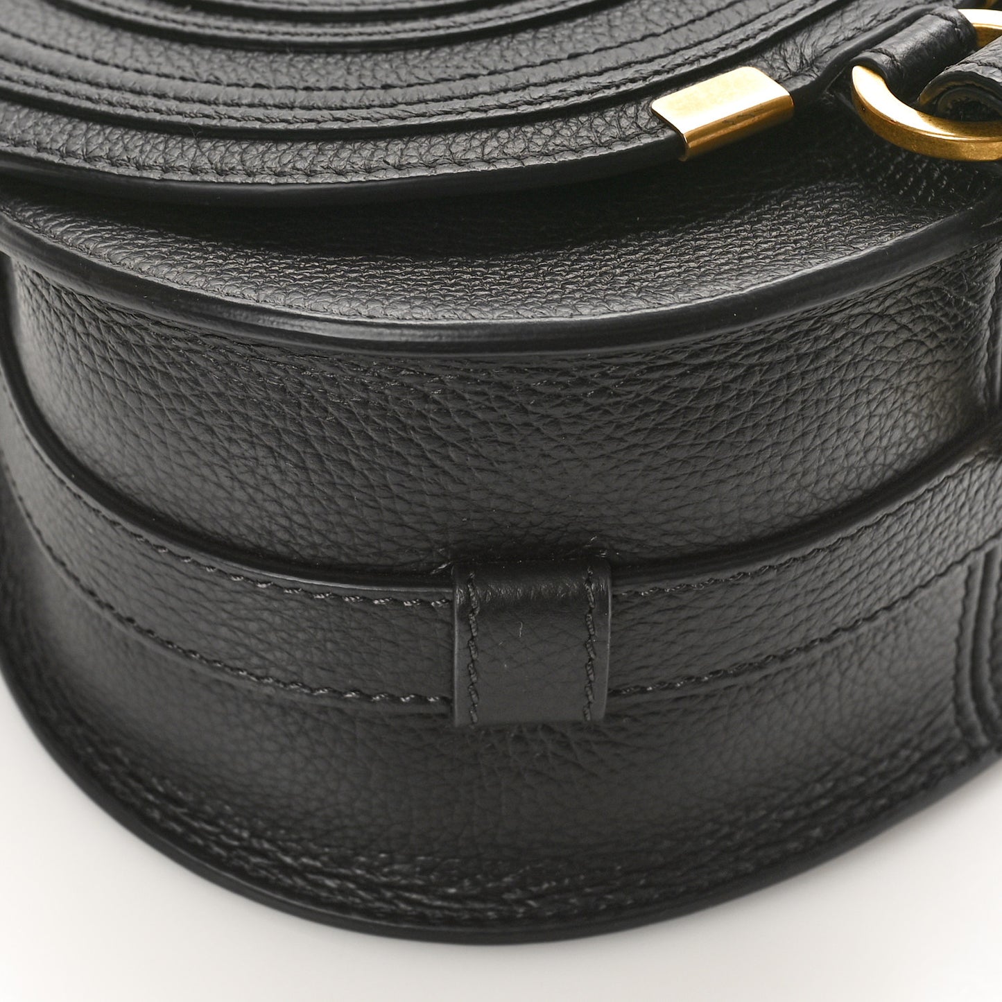 Grained Calfskin Small Marcie Saddle Bag Black