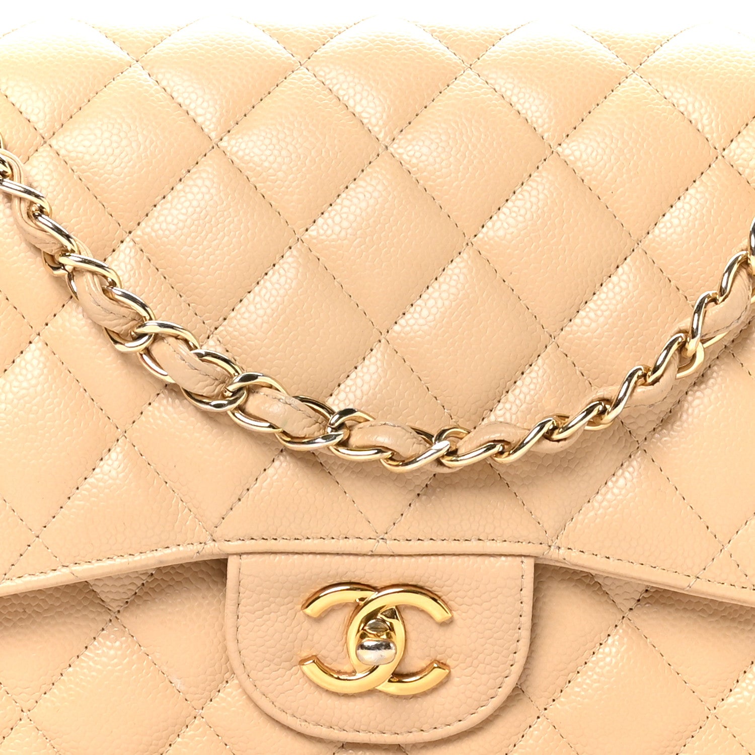 Chanel Caviar Quilted Jumbo Double Flap Beige 8 of 12