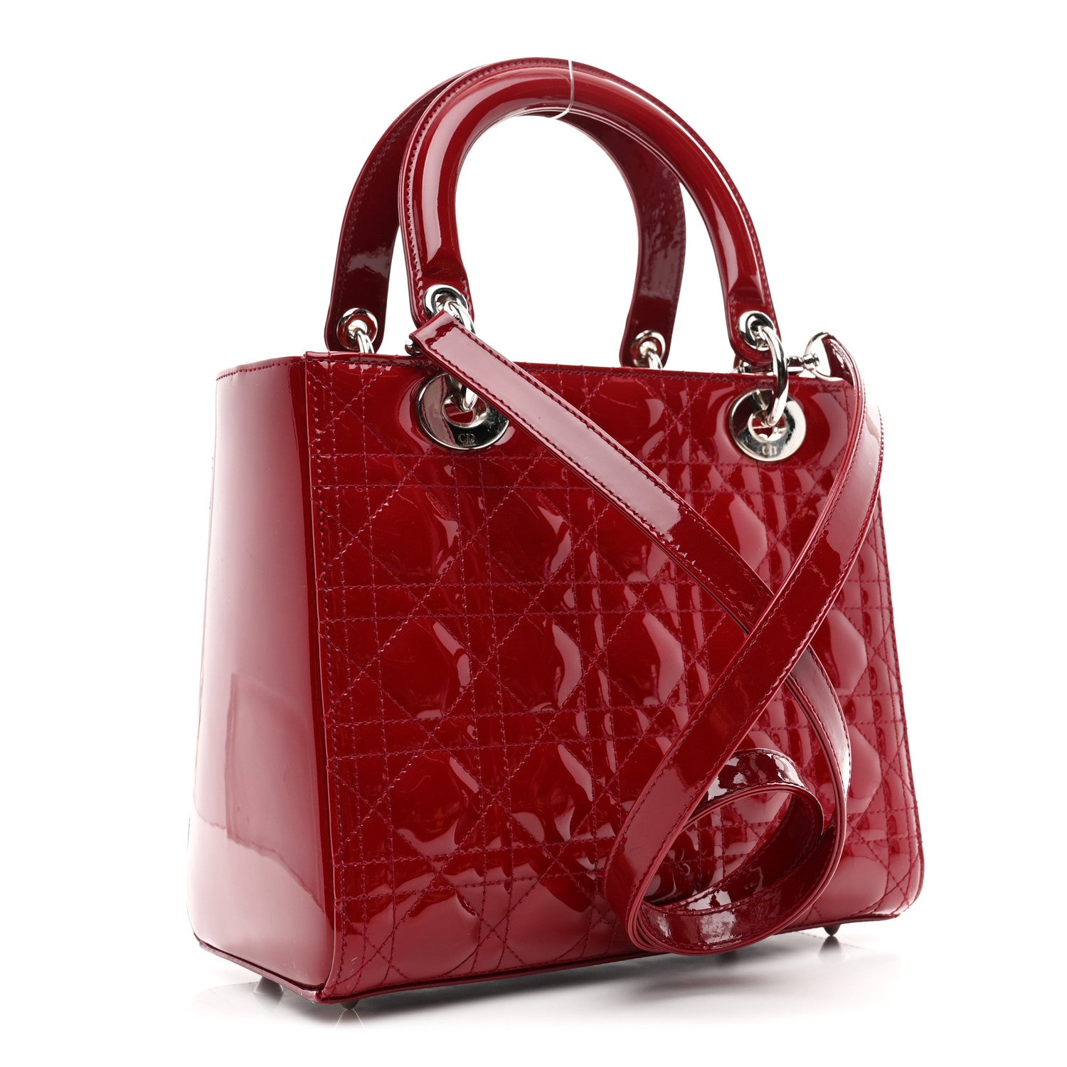 Christian Dior Patent Cannage Medium Lady Dior Red 3 of 11