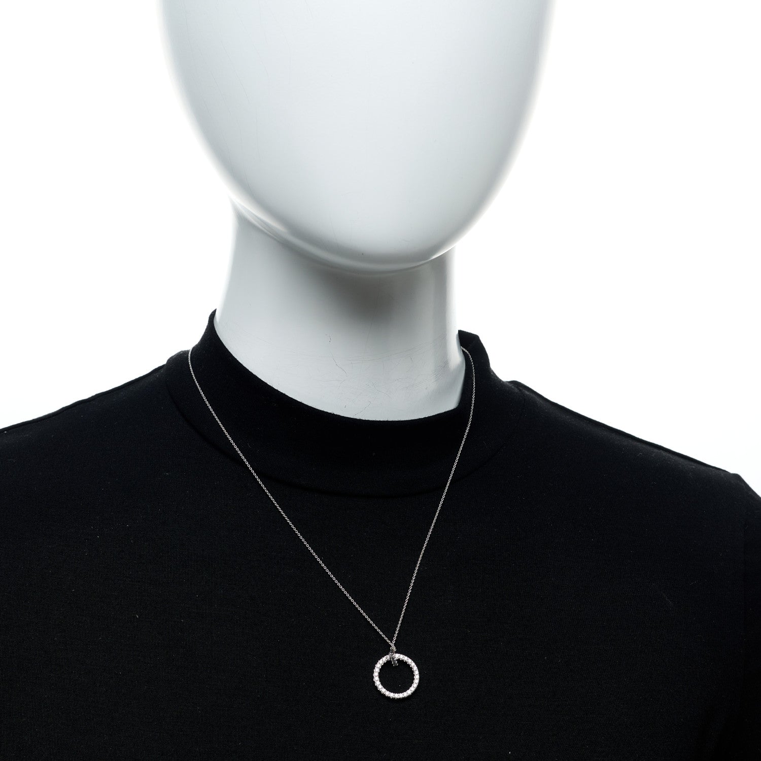 Roberto Coin 18K White Gold Diamond Circle Pendant Necklace 2 of 5