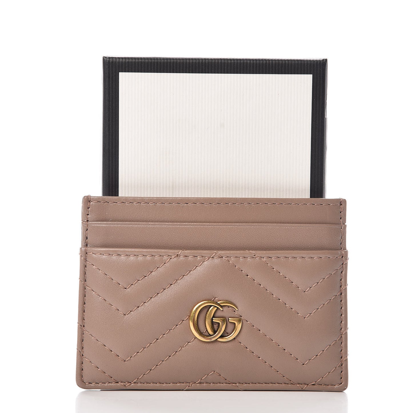Calfskin Matelasse GG Marmont Card Holder Porcelain Rose
