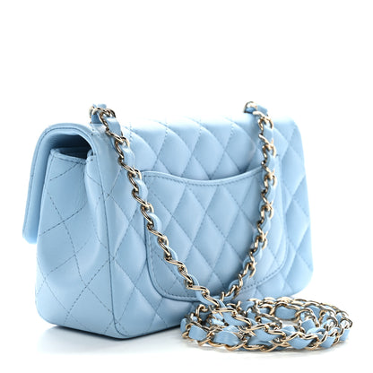 Chanel Lambskin Quilted Mini Rectangular Flap Light Blue 3 of 11