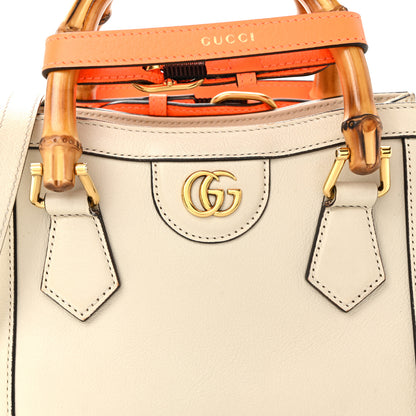 Gucci Wonka Grain Calfskin Mini Diana Tote Bag Mystic White Orange Fluo 8 of 10