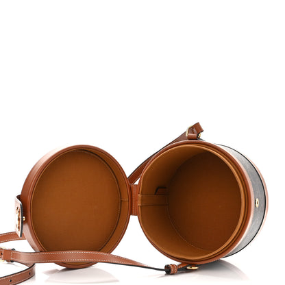 Celine Calfskin Triomphe Canvas Medium Tambour Bag Tan 5 of 10
