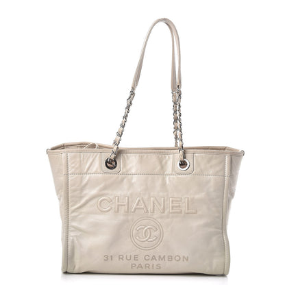 Chanel Glazed Calfskin Small Deauville Tote Ivory 1 of 9