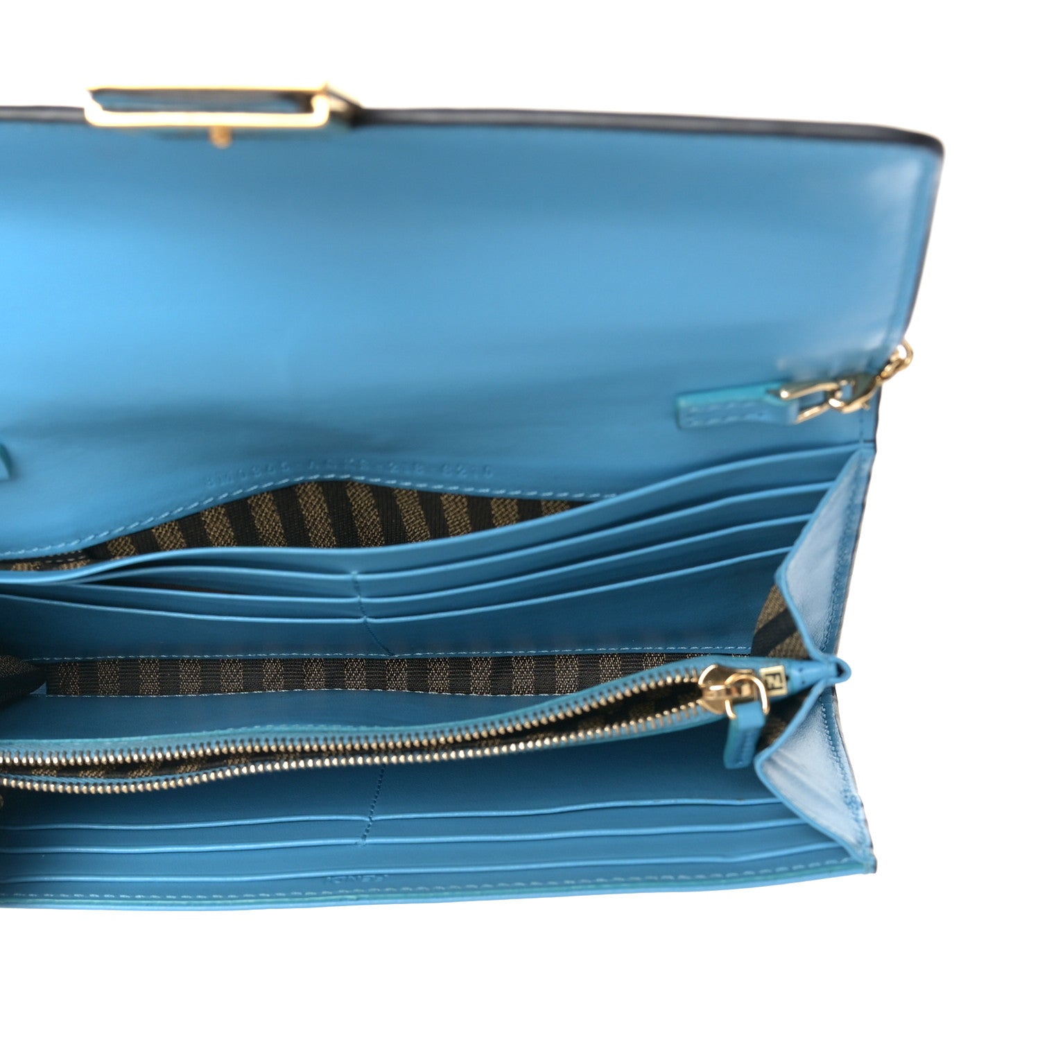 Fendi X SARAH COLEMAN Vitello Liberty Ceylon Micro FF Fish Eye Embossed Continental Envelope Wallet On Chain Multicolor Cyber Blue 5 of 9