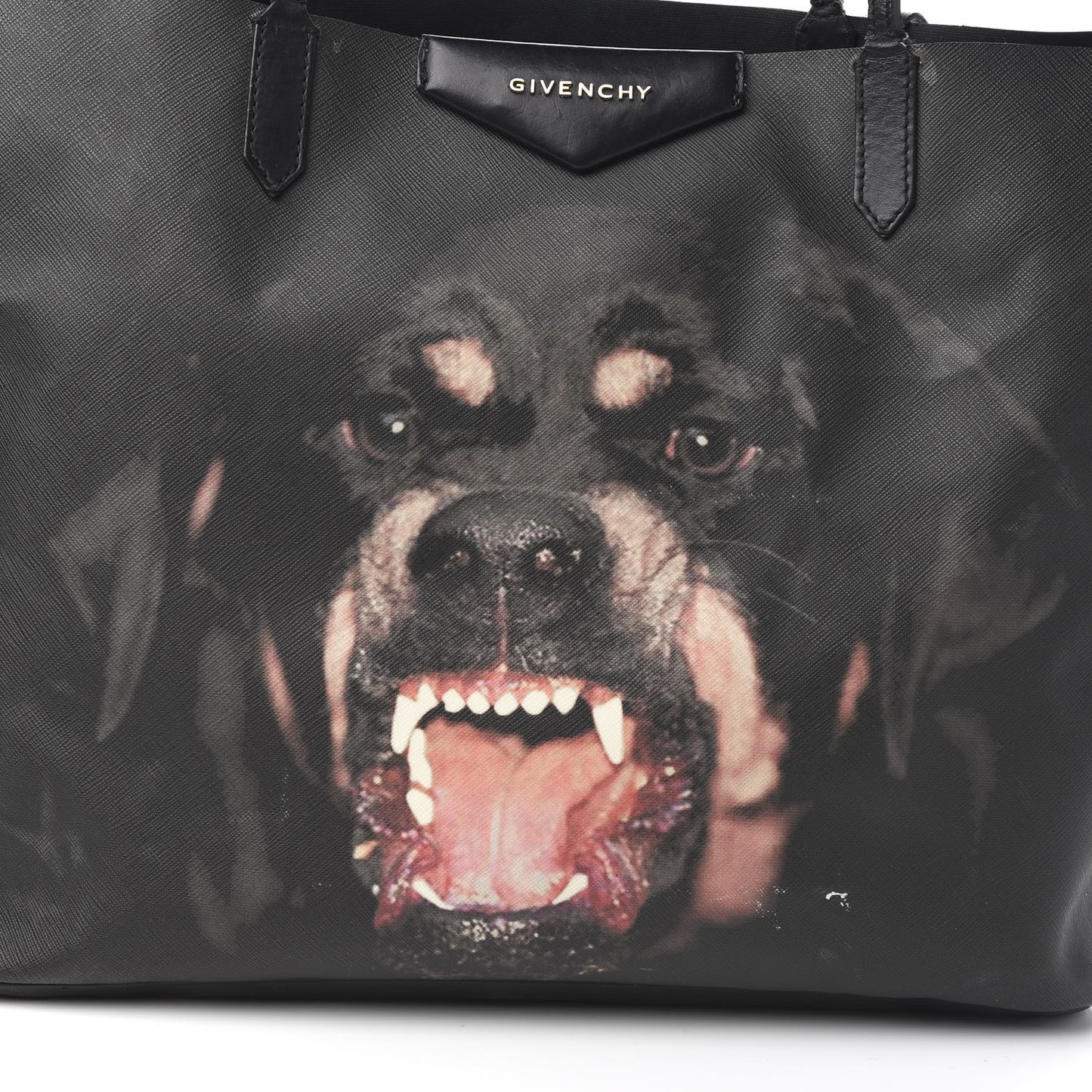 Textured Coated Canvas Rottweiler Pint Large Antigona Tote Black