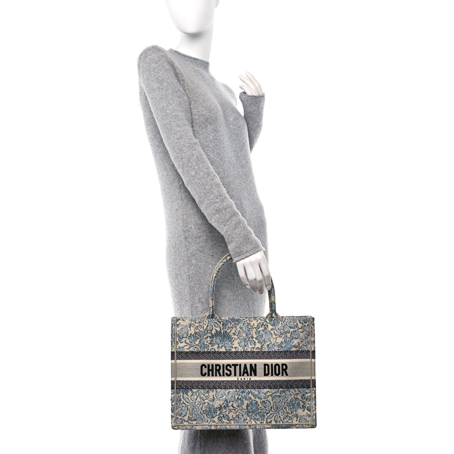 Christian Dior Canvas Embroidered Medium Brocart Book Tote Blue 2 of 10