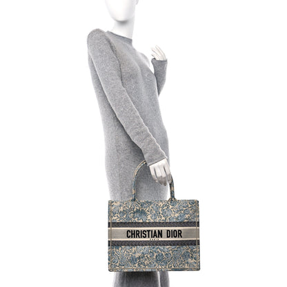Christian Dior Canvas Embroidered Medium Brocart Book Tote Blue 2 of 10