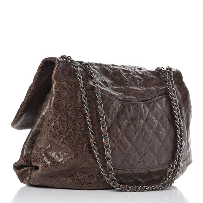 Chanel Grained Calfskin Quilted Maxi Elastic Flap Brown 3 of 10