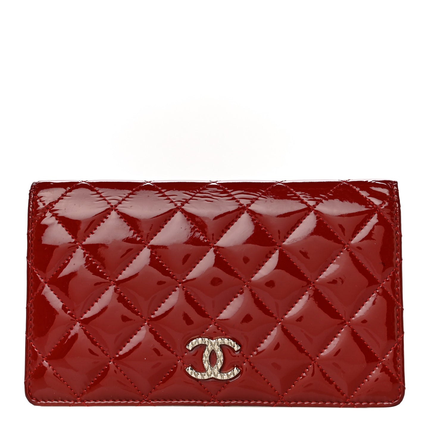 Patent Quilted Brilliant Yen Wallet Red