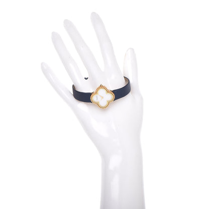 Van Cleef & Arpels 18K Yellow Gold Satin Mother of Pearl 26mm Alhambra Quartz Watch 2 of 9