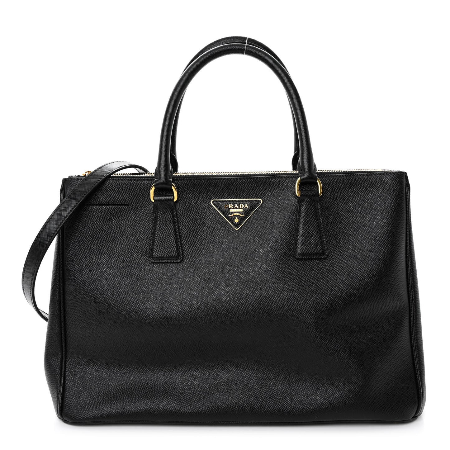 Saffiano Medium Galleria Double Zip Tote Black