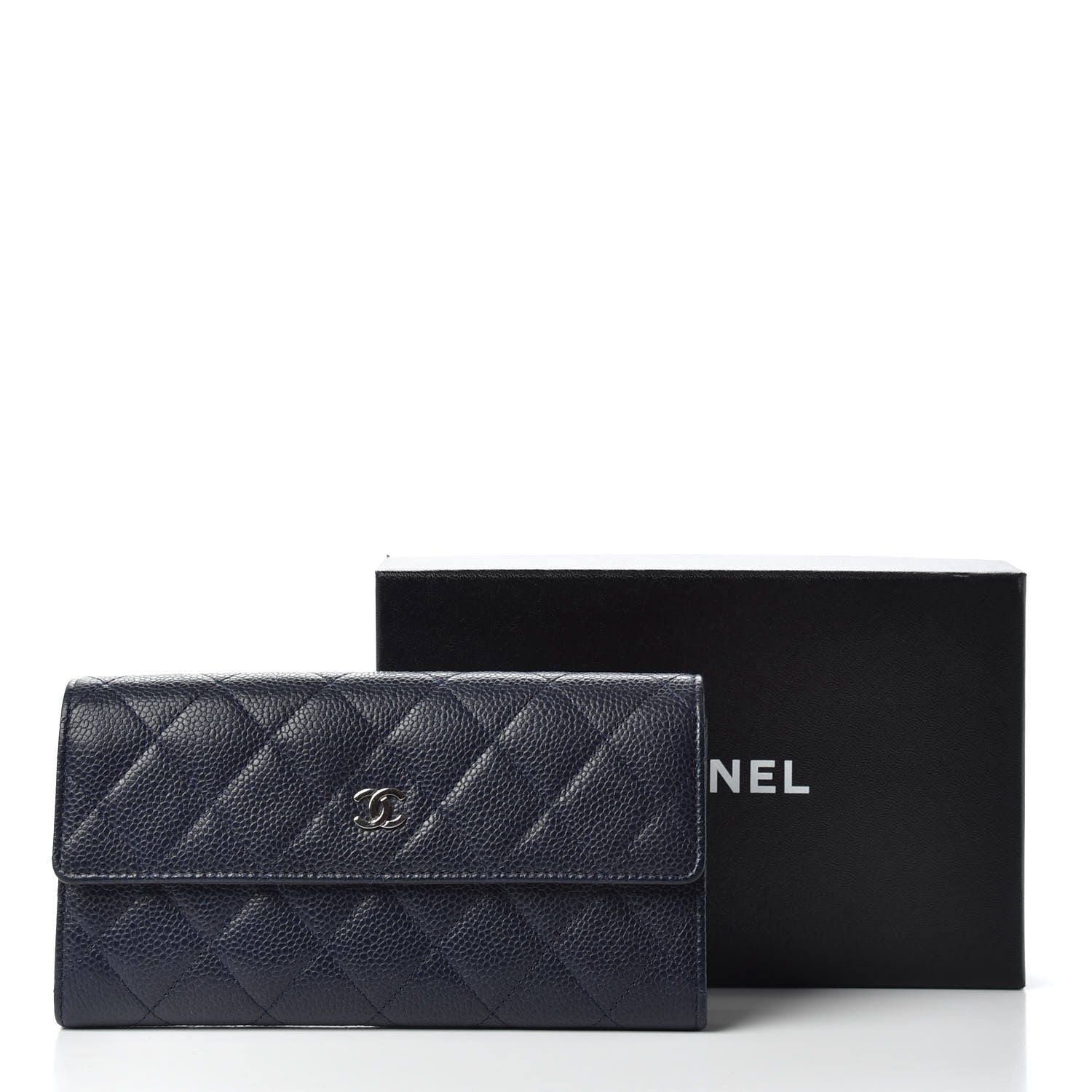 Chanel Caviar Quilted Large Gusset Flap Wallet Navy 9 of 9