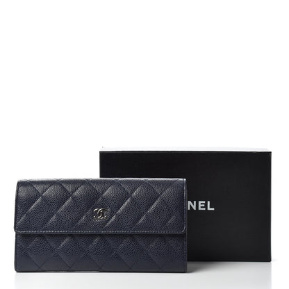 Chanel Caviar Quilted Large Gusset Flap Wallet Navy 9 of 9