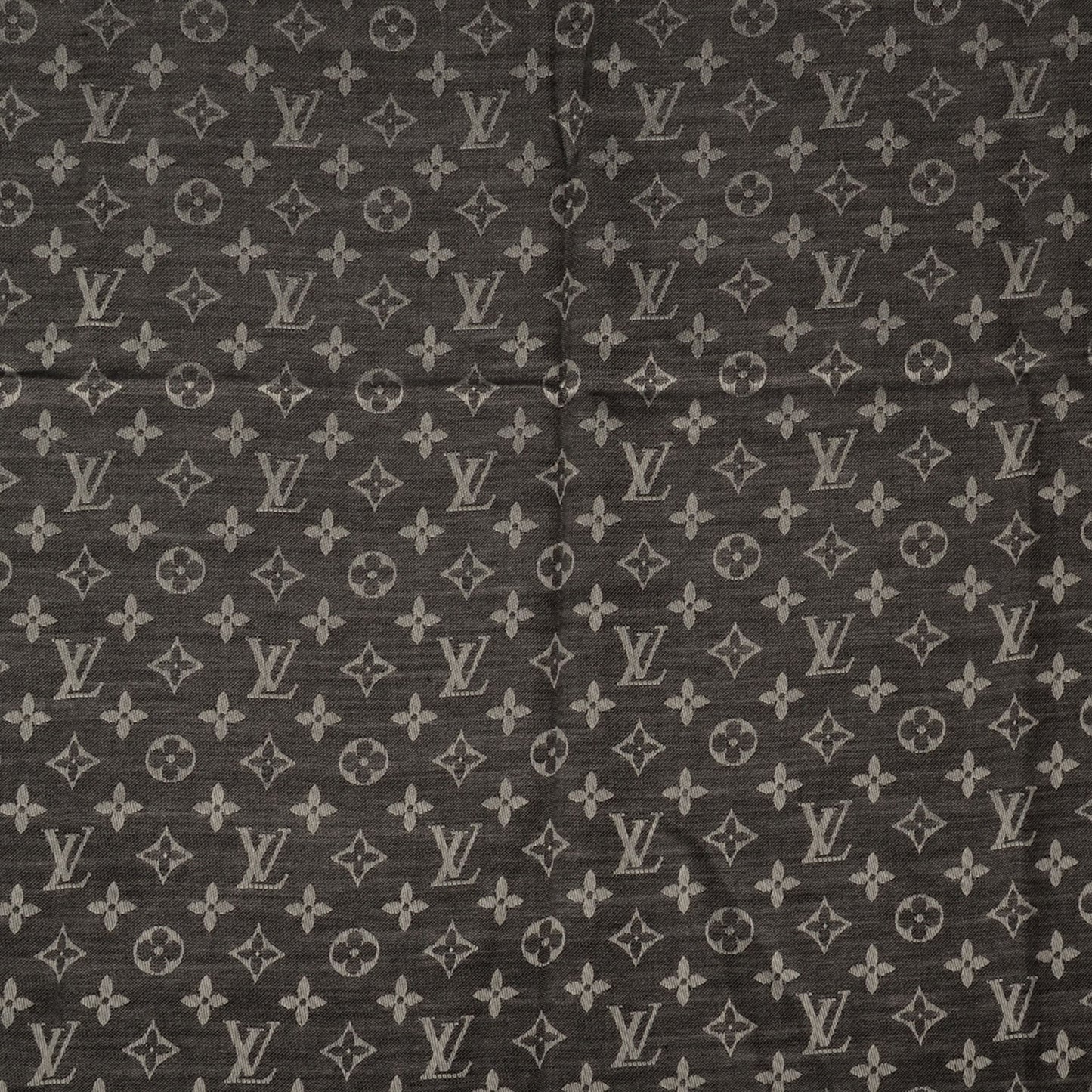 Silk Wool Monogram Denim Shawl Black