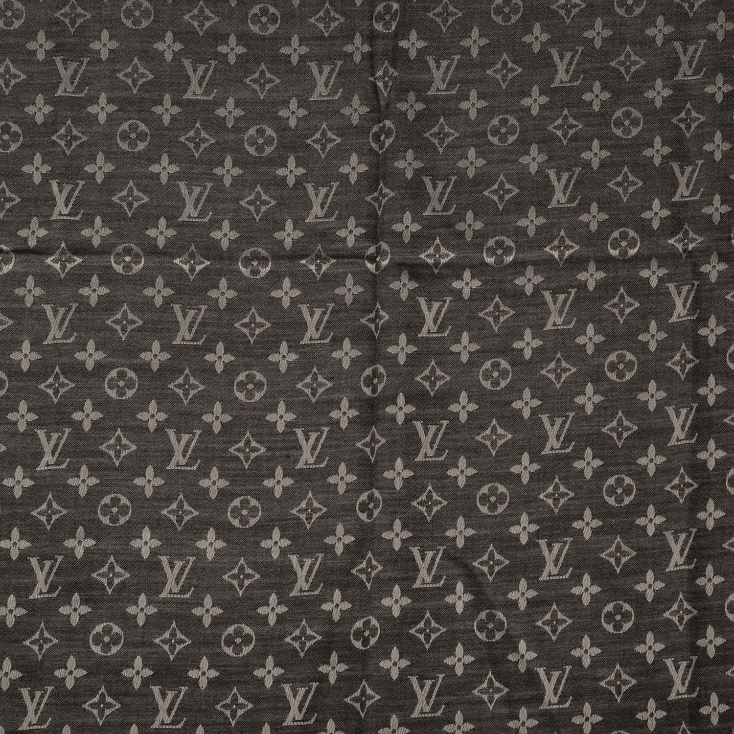 Louis Vuitton Silk Wool Monogram Denim Shawl Black 1 of 5
