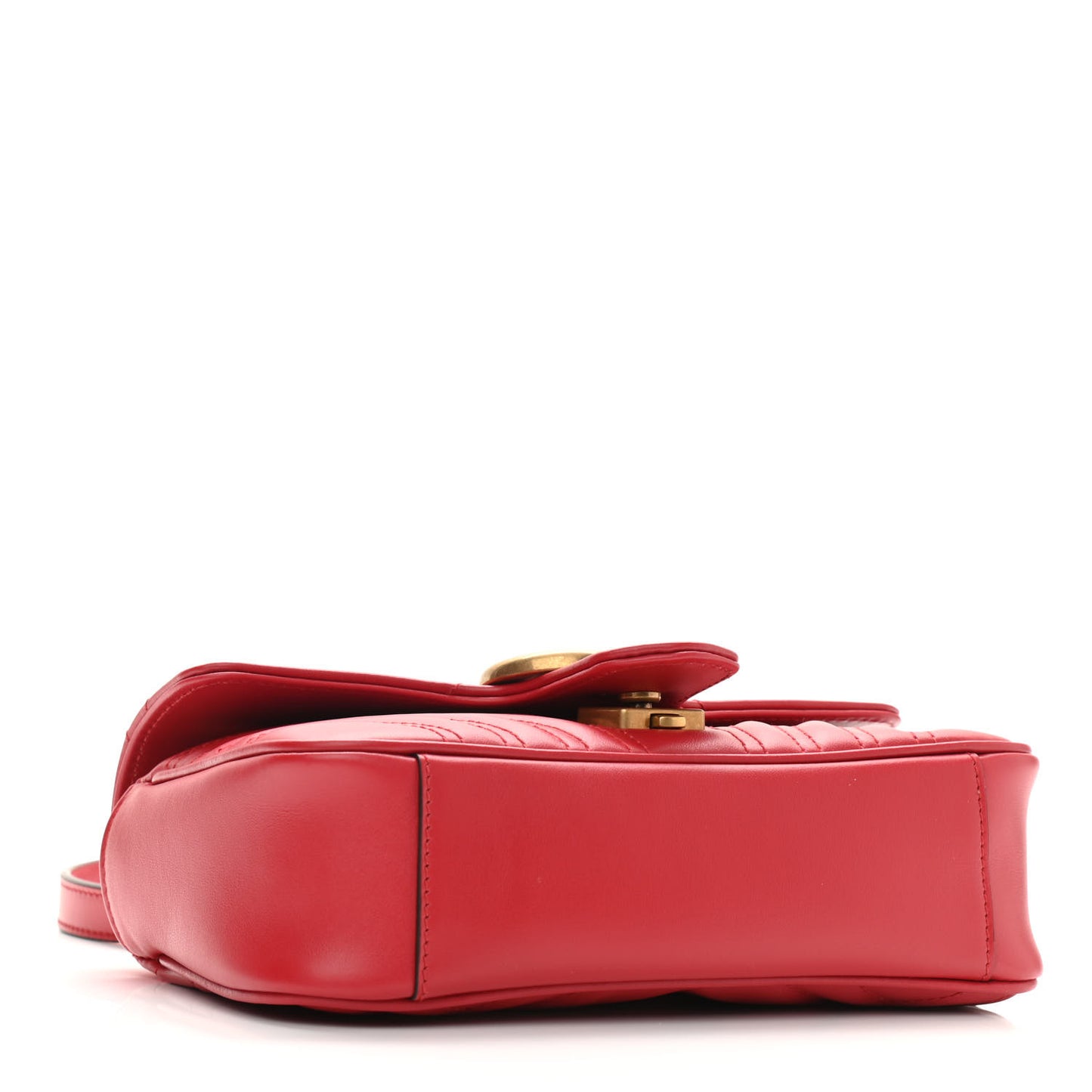 Calfskin Matelasse Mini GG Marmont Shoulder Bag Hibiscus Red