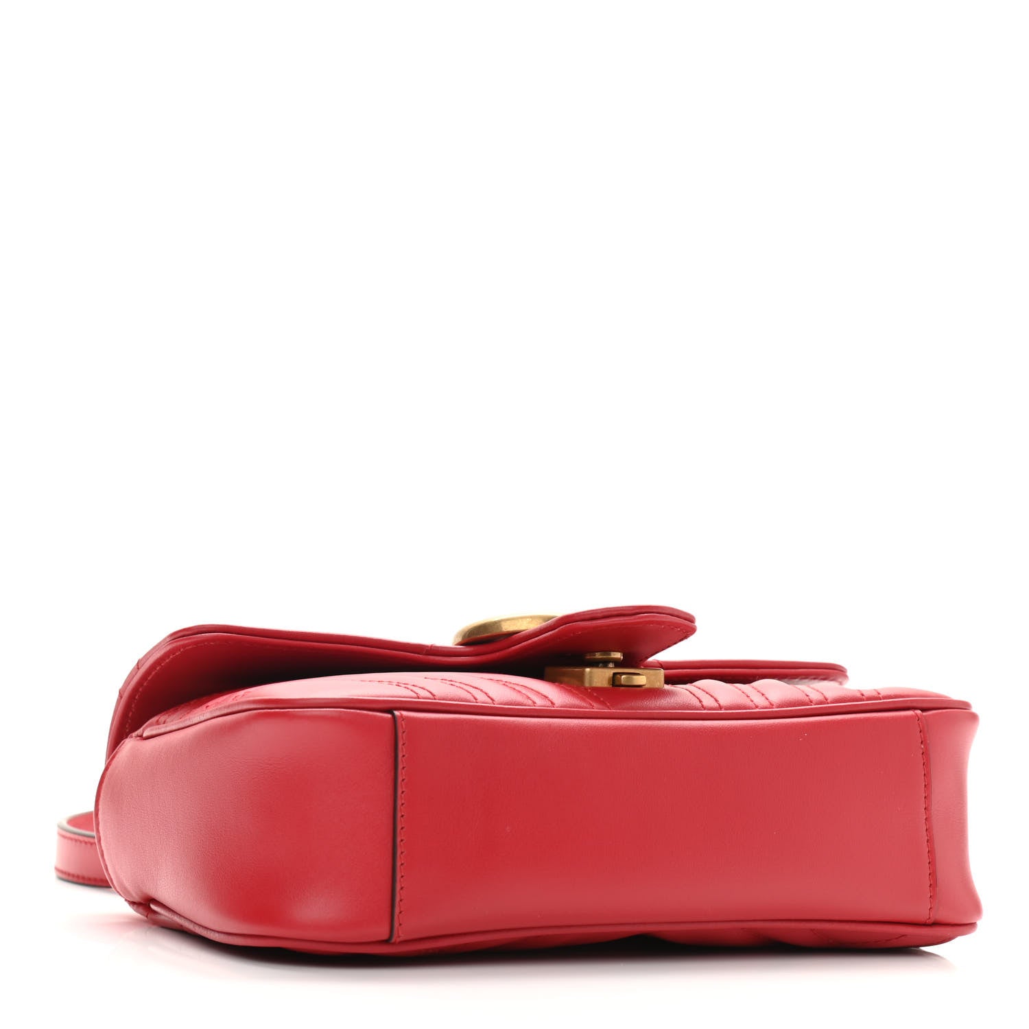 Gucci Calfskin Matelasse Mini GG Marmont Shoulder Bag Hibiscus Red 4 of 10