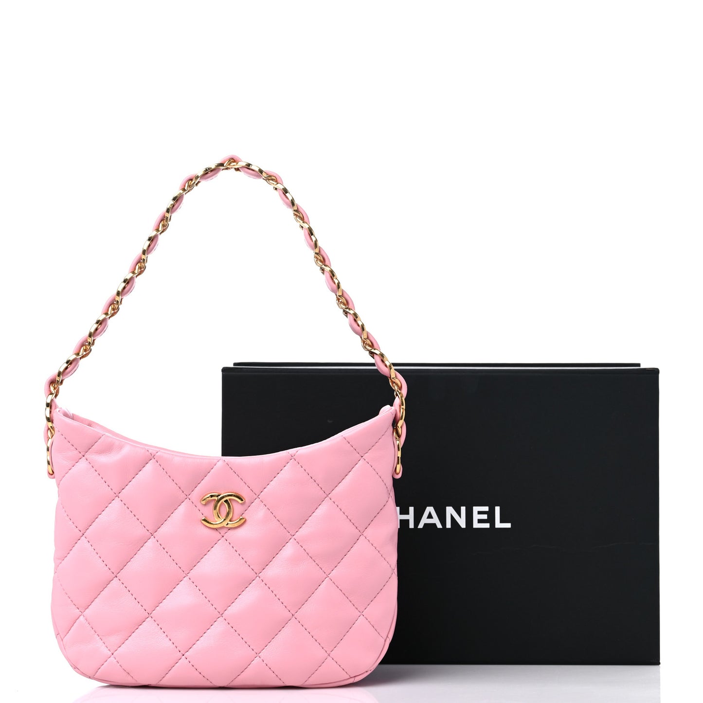 Lambskin Quilted CC Links Hobo Light Pink