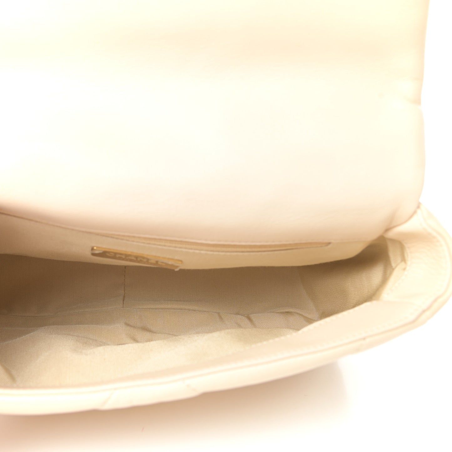 Goatskin Quilted Medium Chanel 19 Flap Beige