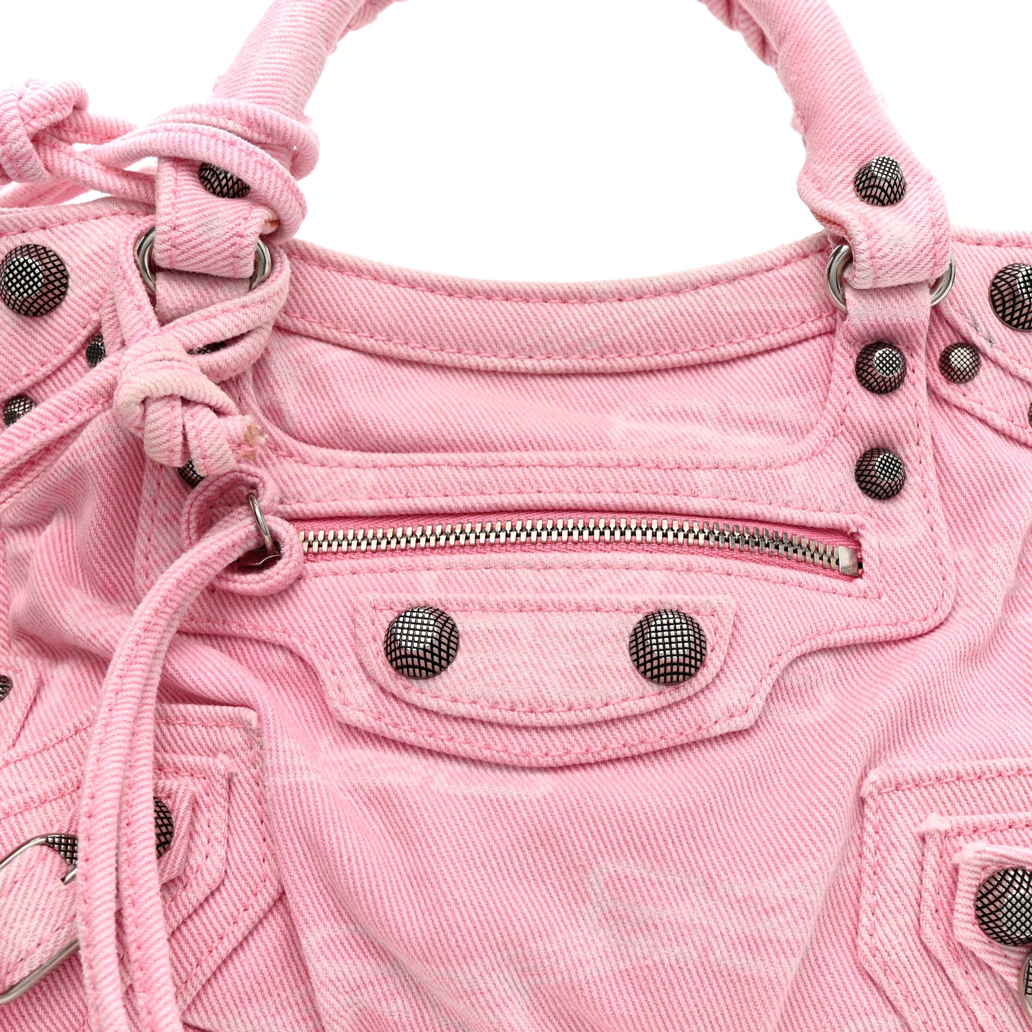 Balenciaga Denim BB Monogram Neo Cagole Handbag XS Pink 8 of 15