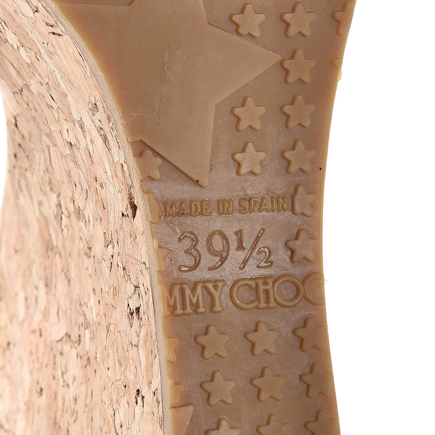 Jimmy Choo Metallic Patent Calfskin Perfume Cork Wedge Sandals 39.5 Gold 6 of 11