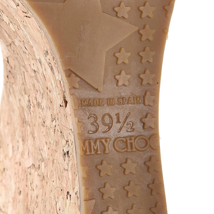 Jimmy Choo Metallic Patent Calfskin Perfume Cork Wedge Sandals 39.5 Gold 6 of 11