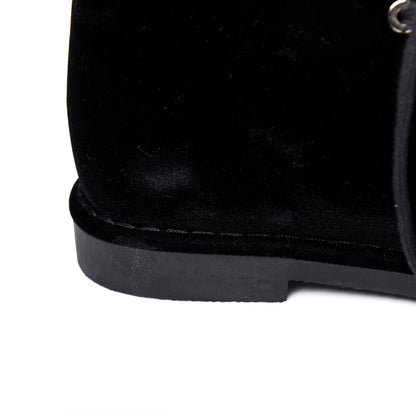Chanel Velvet CC Lace Up Boots 36.5 Black 11 of 13