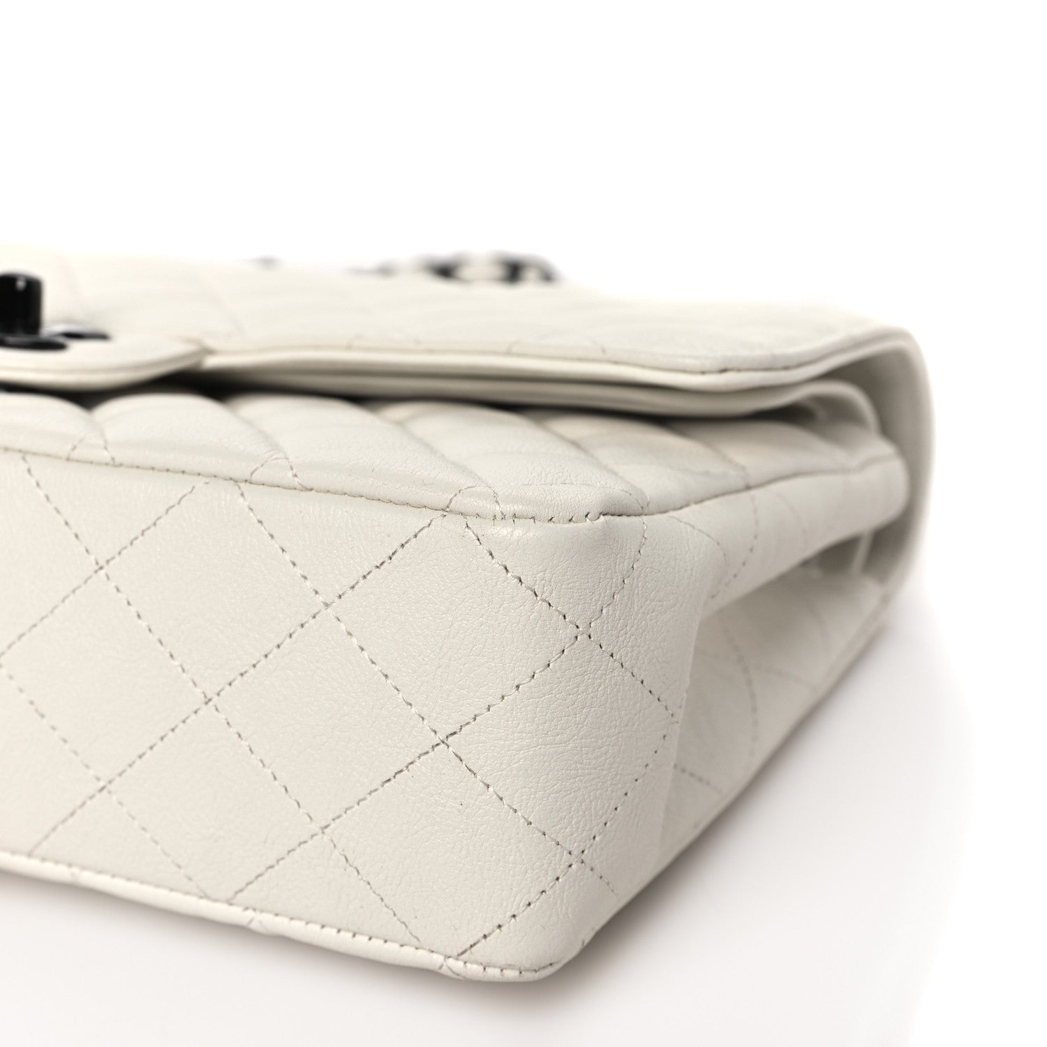 Chanel Crumpled Calfskin Quilted Medium Double Flap White 9 of 10