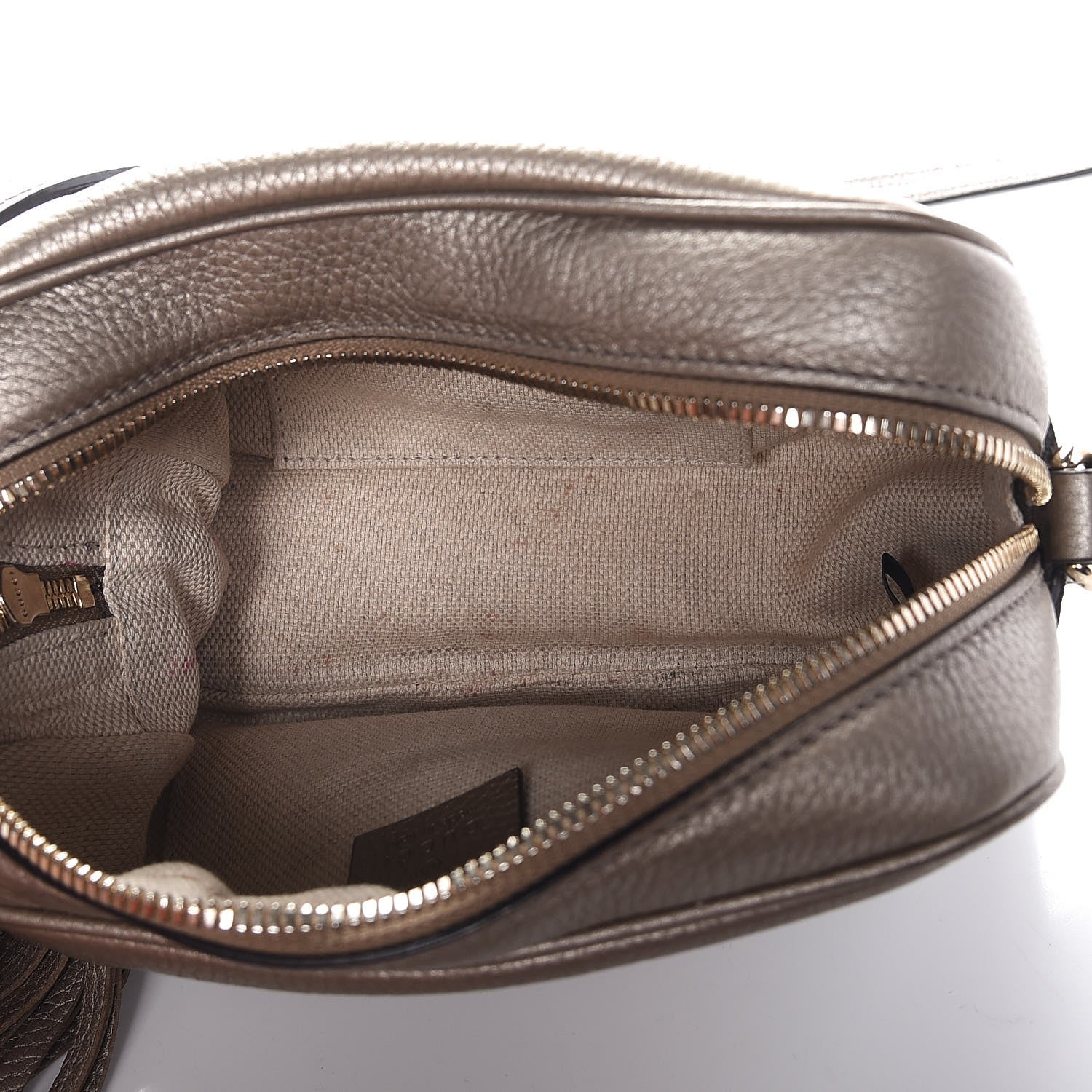 Gucci Metallic Pebbled Calfskin Small Soho Disco Bag Golden Beige 5 of 9