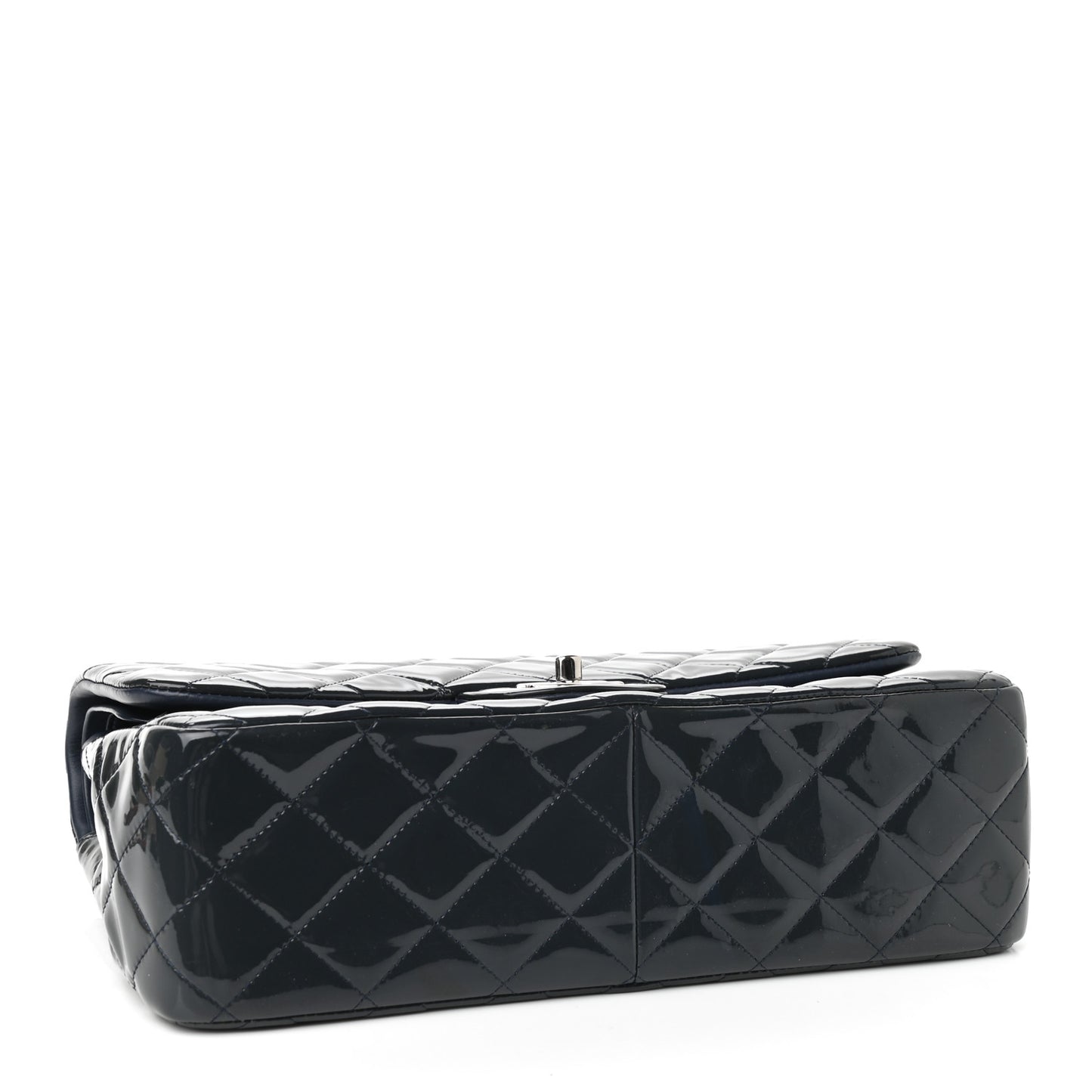 Patent Quilted Jumbo Double Flap Blue