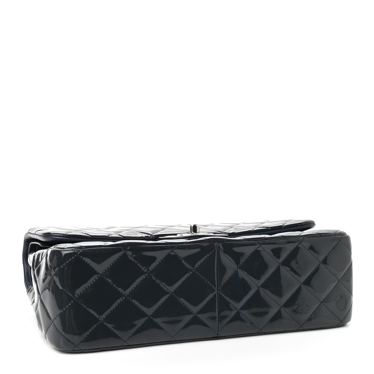Chanel Patent Quilted Jumbo Double Flap Blue 3 of 12