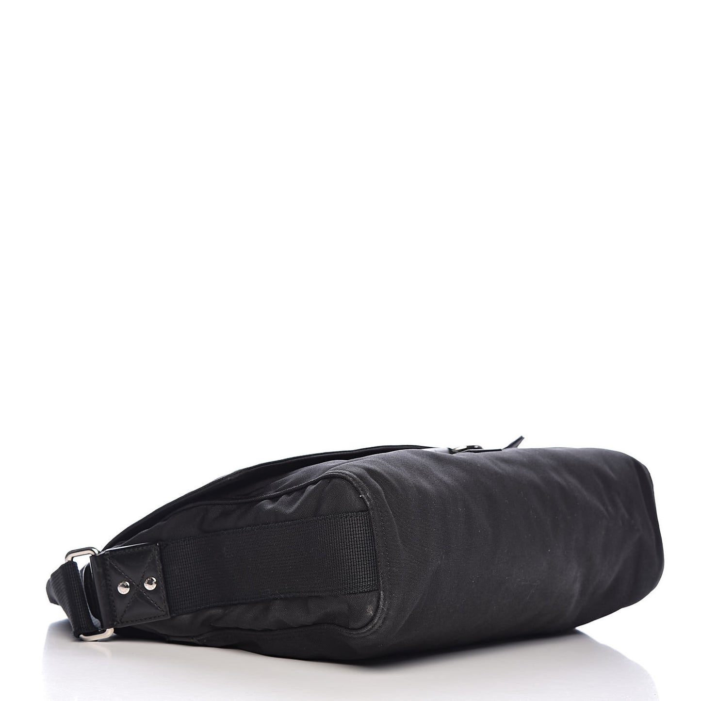 Canvas Web Medium Single Buckle Flap Messenger Bag Black