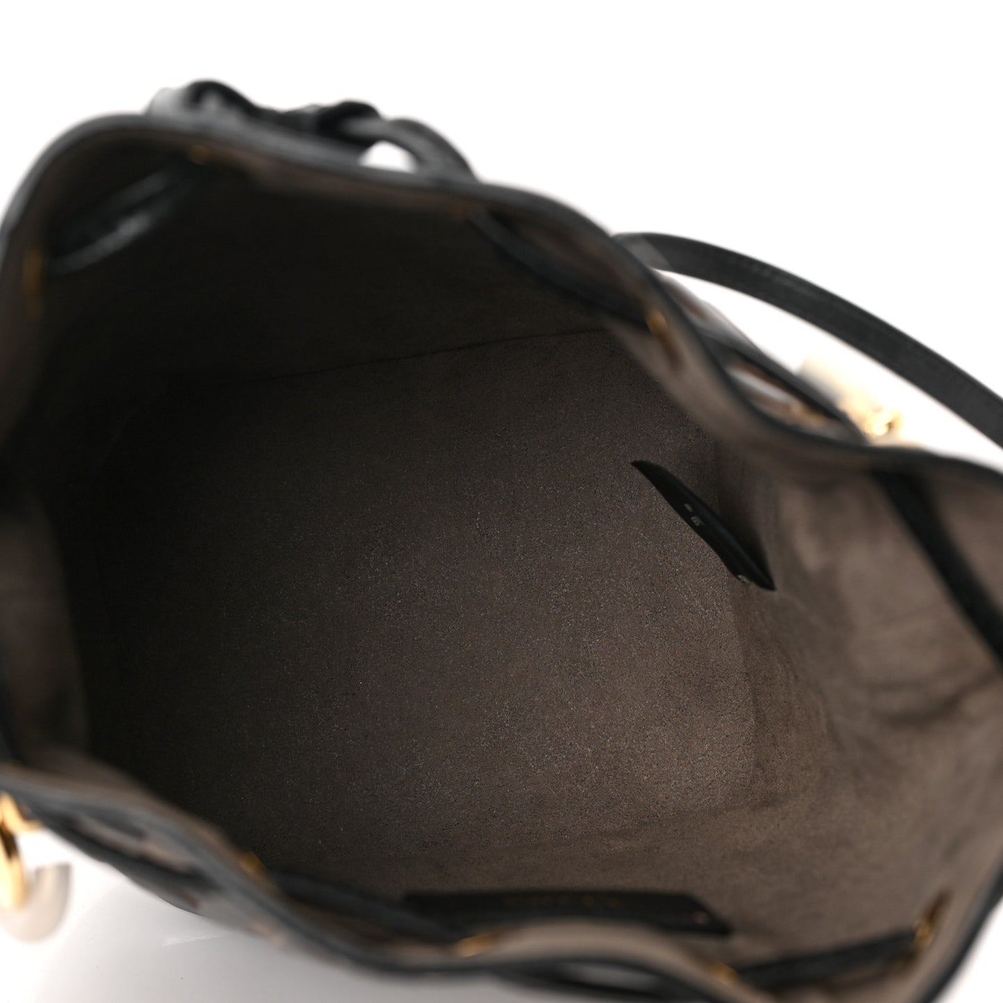 Vitello Liberty F is Fendi Bi-Color FF 1974 Embossed Mini Mon Tresor Bucket Bag Maya Black