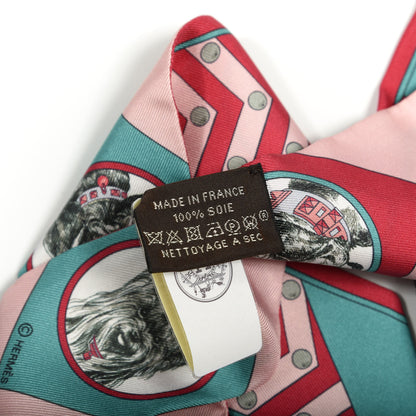 Hermes Silk Colliers Et Chiens Twilly Framboise Vert Rose 3 of 3