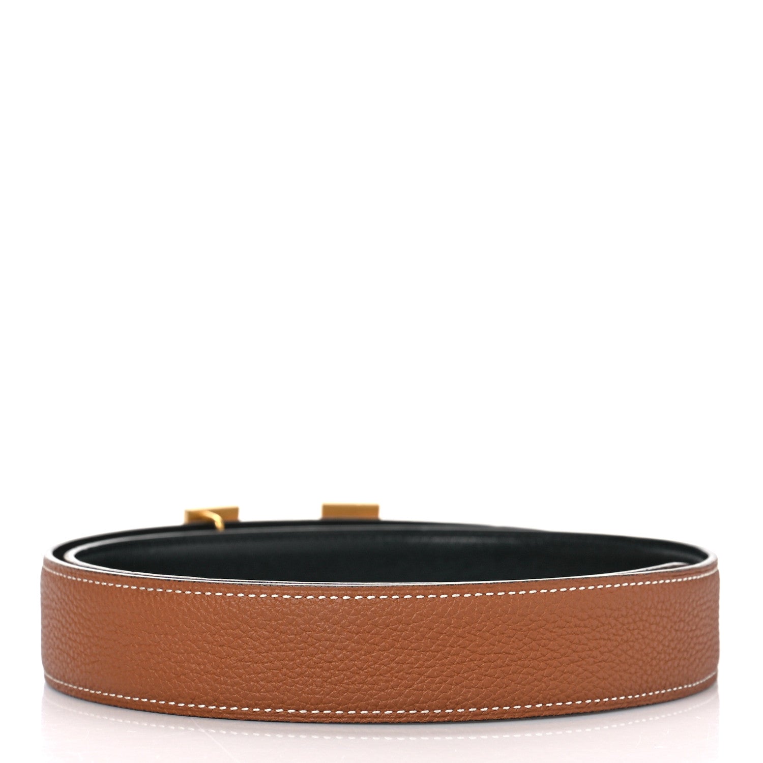 Hermes Box Togo 32mm H Belt 80 Black Gold 2 of 6