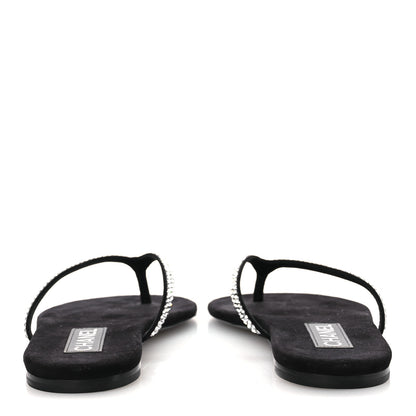 Chanel Suede Kidskin Strass CC Thong Sandals 36.5 Black 38.5 Black 6 of 11