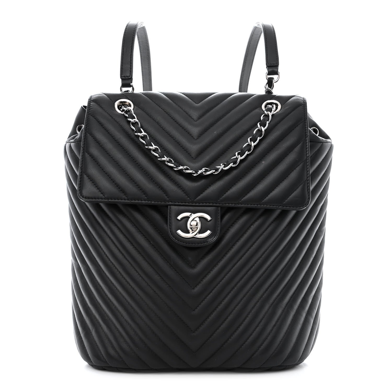 Chanel Calfskin Chevron Quilted Large Urban Spirit Backpack Black 1 of 13
