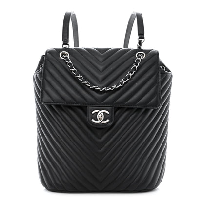 Chanel Calfskin Chevron Quilted Large Urban Spirit Backpack Black 1 of 13