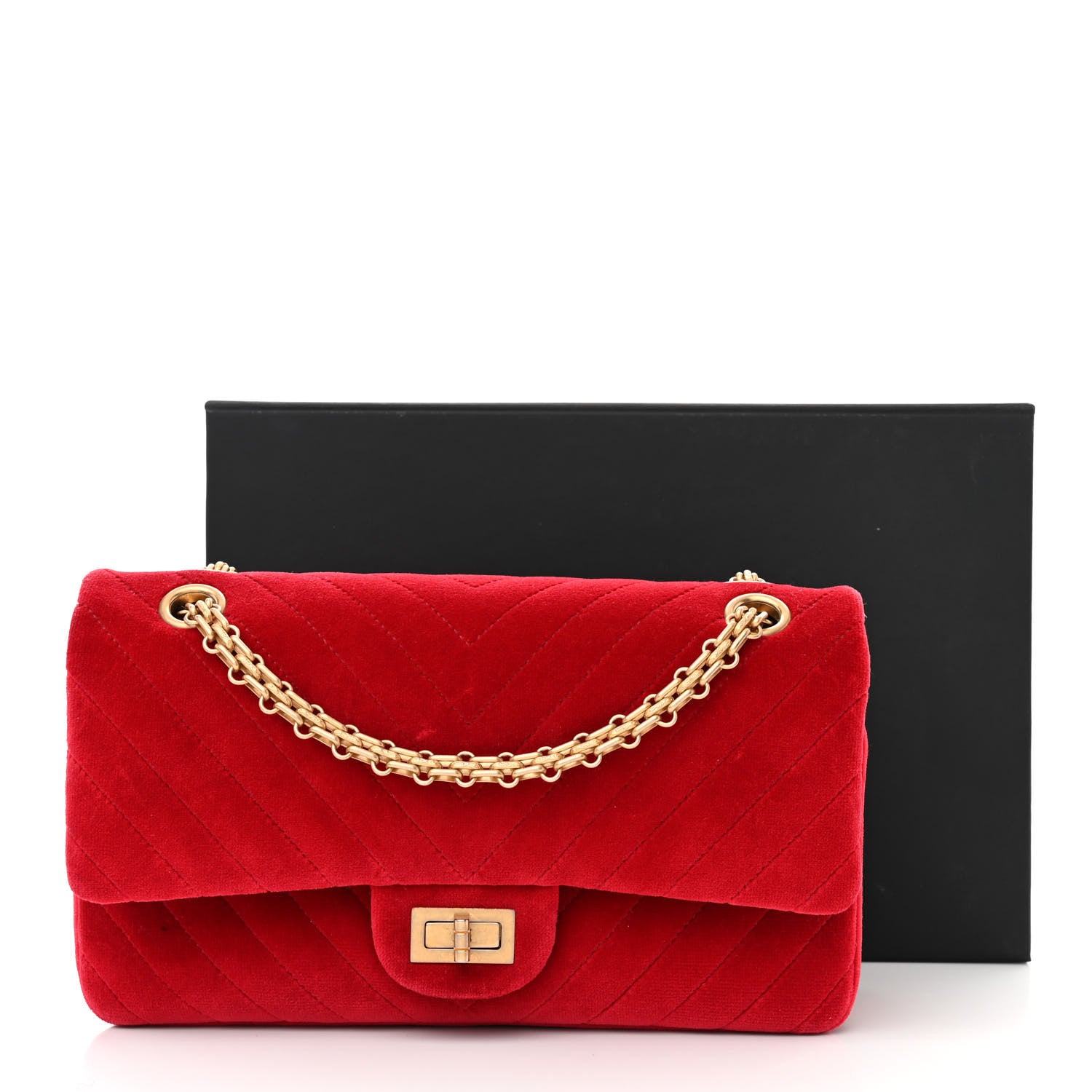Chanel Velvet Chevron Quilted 2.55 Reissue 225 Flap Red 21 of 24
